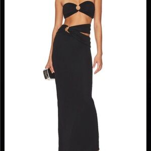 NBD Revolve Black Arlie Matching Set Maxi Skirt / Top Size L NWT!